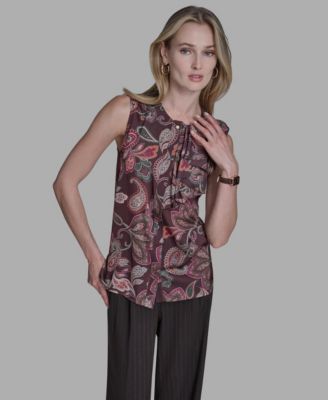 Women's Printed Ruffle Button-Down Top