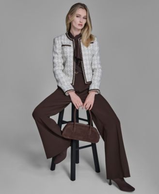 Bcbg Blazer Blouse Wide Leg Pants In Brown