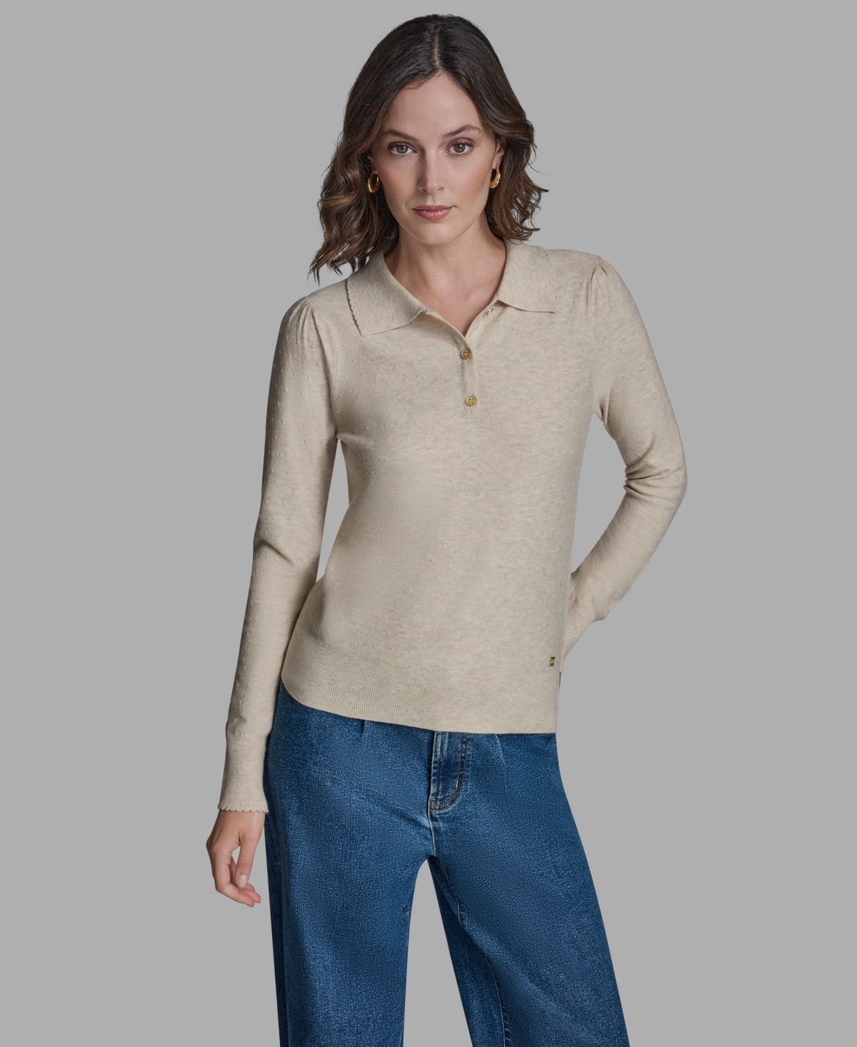 Bcbg Women's Long Sleeve Collared Top