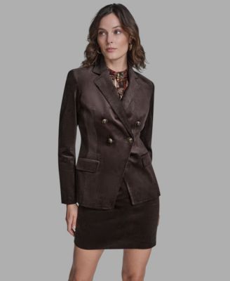 Women's Notch Collar Corduroy Double Breasted Jacket