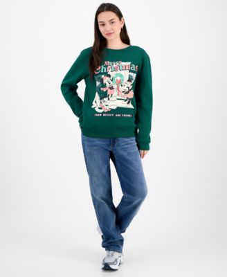 Juniors' Mickey & Minnie Holiday Graphic Sweatshirt