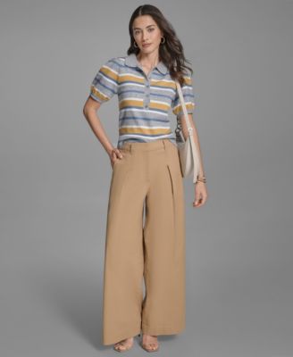Women's Pleated Wide-Leg Pants