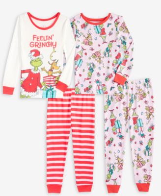 GRINCH - Toddler Girls' 2T-4T Long-Sleeve Tops and Pants, 4-Piece Set