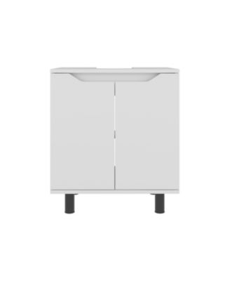 Londres Bathroom Vanity Cabinet for Pedestal Sink – Freestanding Storage Unit with Double Doors, Internal Shelves, and Open Back Design for Small Spaces,White