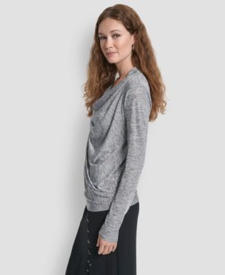 Women's Long Sleeve Heather Cowl Neck Top