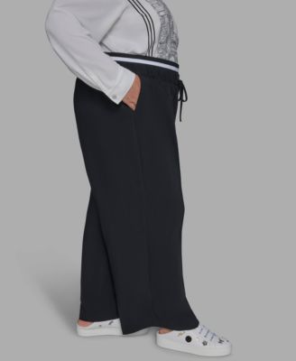 Plus Size Double Waistband Long Casual Pants