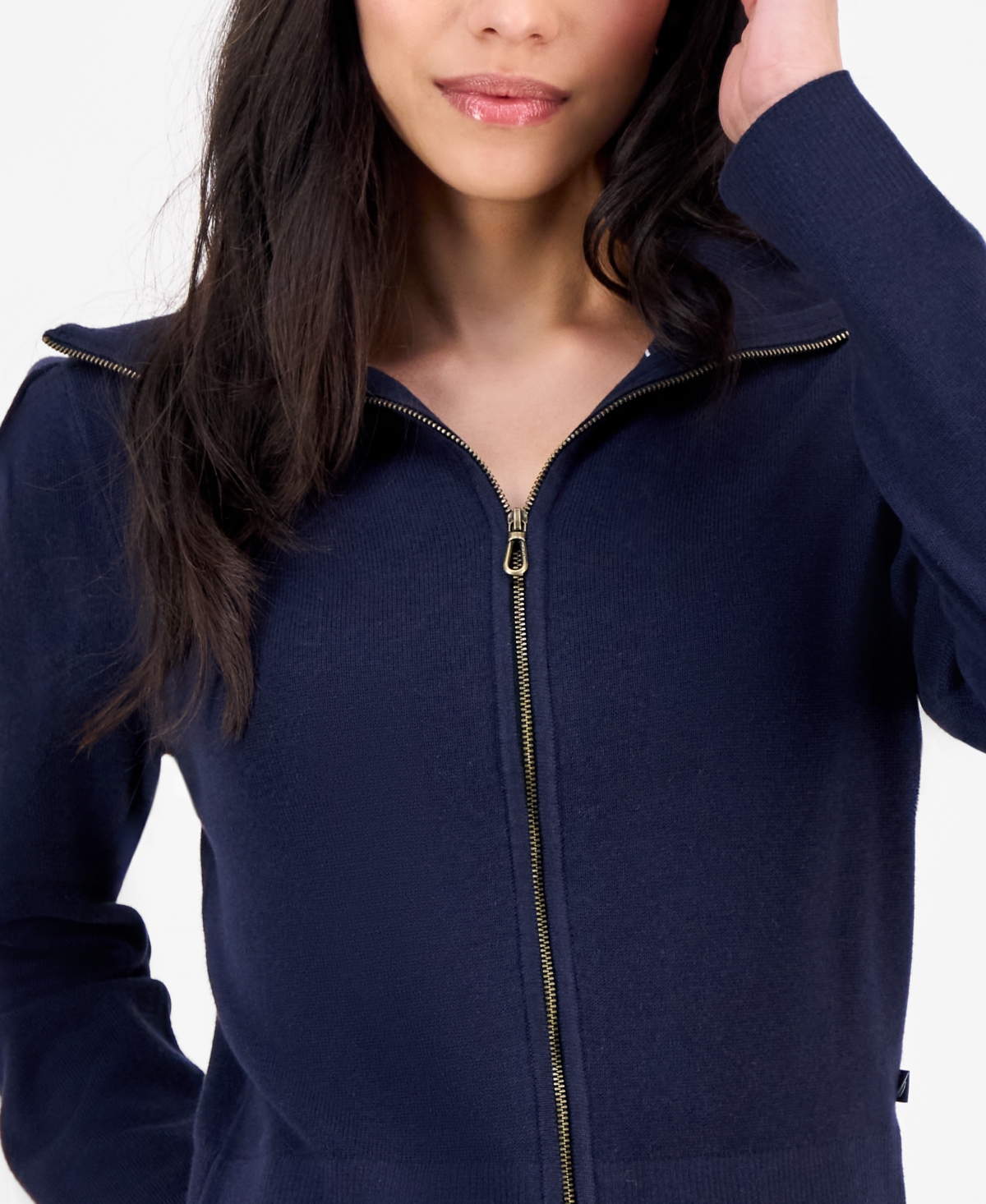 Nautica Jeans Women's Cotton Zip-front Cardigan Sweater In Blue