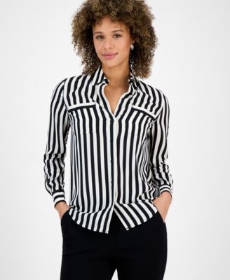 Kasper - Women's Striped Button-Front Shirt