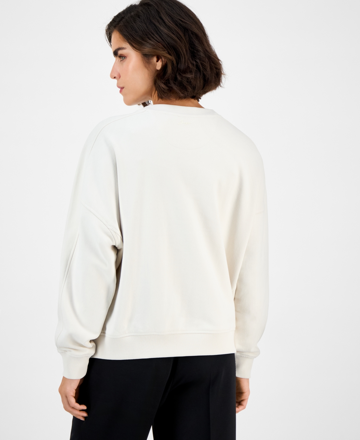 Hugo Boss Women's Cotton Star Crewneck Sweatshirt In White