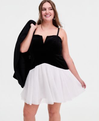 Trendy Plus Size Sleeveless Velvet Drop Waist Dress