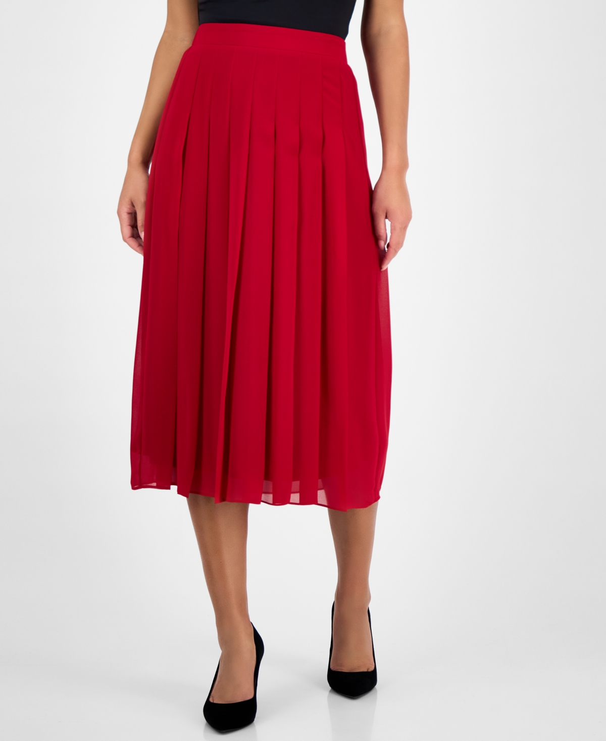 Kasper Women's Pleated Pull-on Skirt, Regular & Petite In Red