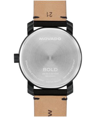 Men's Bold Access Swiss Quartz Black Leather Watch, 41mm