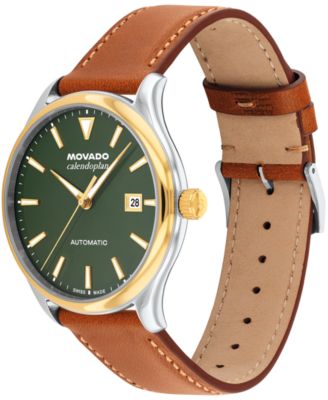 Men's Calendoplan Swiss Automatic Cognac Leather Watch, 40mm