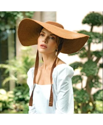 Lola Wide Brim Jute Straw Hat In Havana Brown