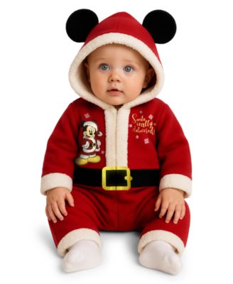 Disney - Baby Boys Mickey Mouse Santa Long Sleeve Coverall