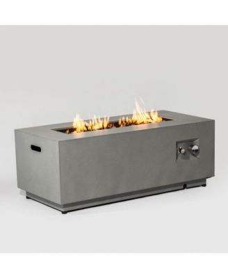 42 Inch Rectangular Propane Fire Pit Table with Glass Wind Guard and 50000 BTU Burner