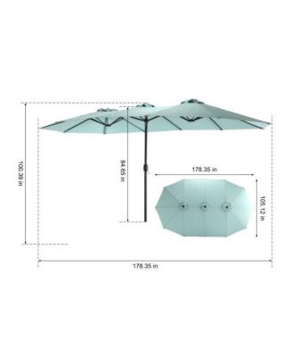 15 Ft Double Sided Rectangular Patio Umbrella with Crank Khaki