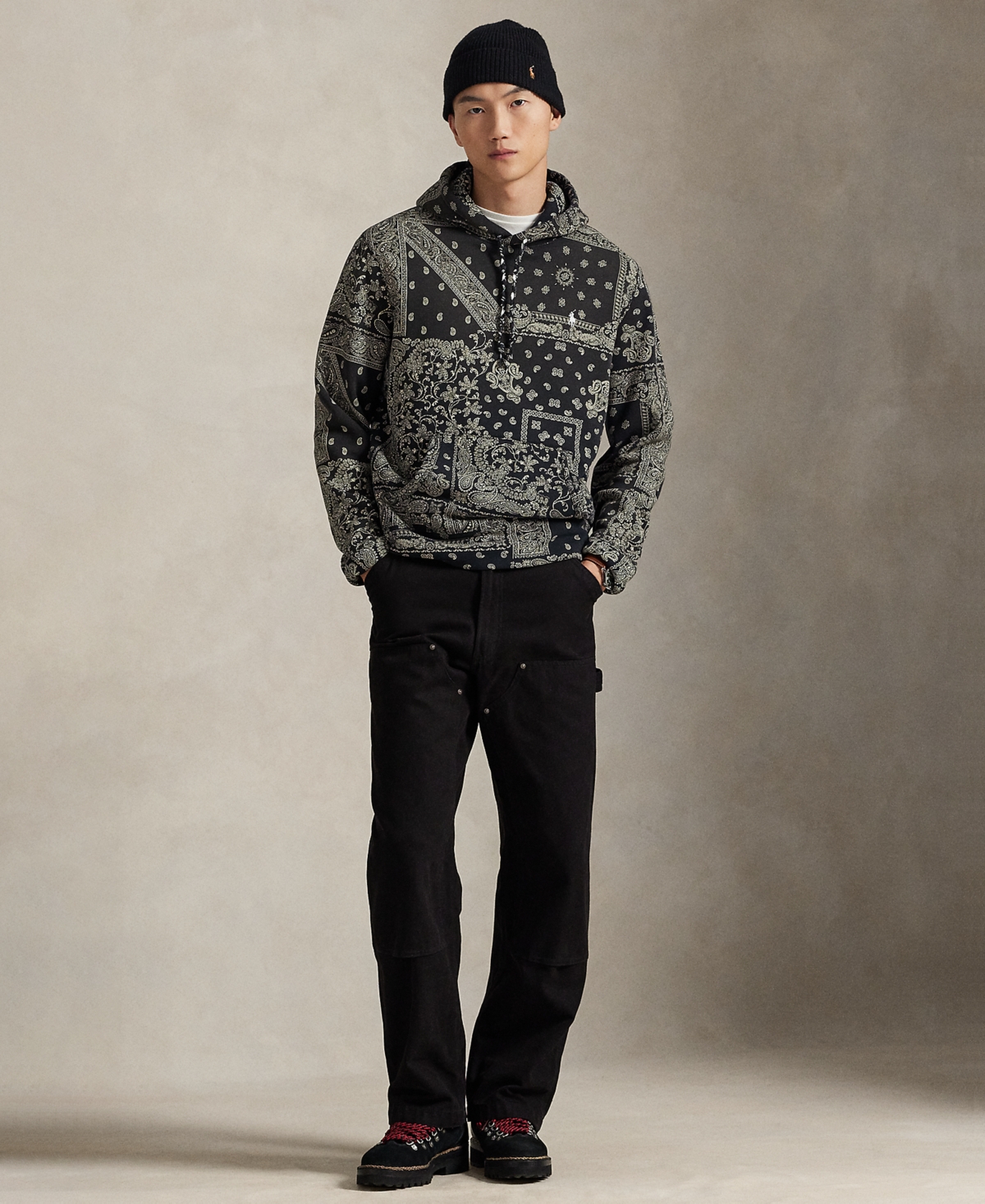 Polo Ralph Lauren Ralph Lauren Bandanna-print Fleece Hoodie In Black
