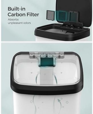 18-Gallon Stainless Steel Garbage Can, White and Black