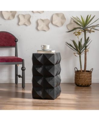 23.62"Height Three-dimensional Embossed Pattern Design Retro Side Coffee Table