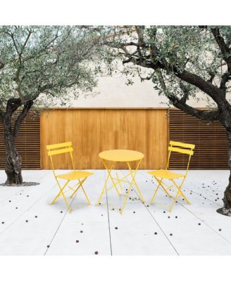 3-Piece Bistro Set, Folding Outdoor Patio Furniture Set with 2 Powder-Coated Steel Chairs & 1 Table