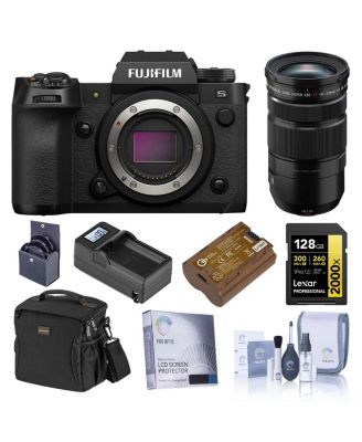 X-H2S Mirrorless Camera with XF 18-120mm f/4 LM PZ WR Lens, Black, Bundle with 128GB Memory Card, Shoulder Bag, Extra Battery, Charger,