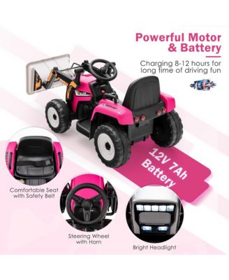 Kids Ride On Excavator Digger 12V Electric Tractor RC w/ Digging Bucket