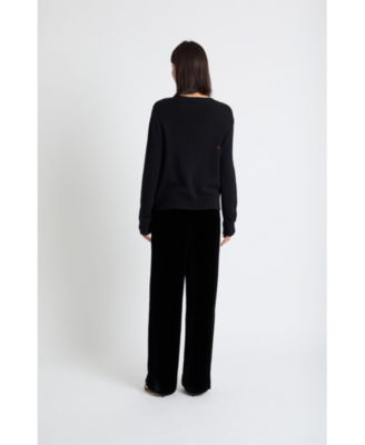 Women's Wool-Cashmere Velvet Bow Sweater