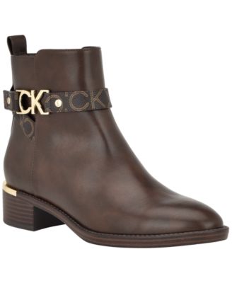 Women's Dhara Logo Strap Block Heel Booties