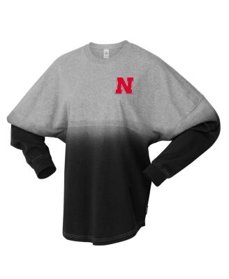Men's and Women's Black/Gray Nebraska Huskers Ombre Long Sleeve T-Shirt