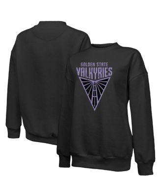 Majestic - Women's Black Golden State Valkyries Primary Logo Drop Shoulder Tri-Blend Pullover Sweatshirt