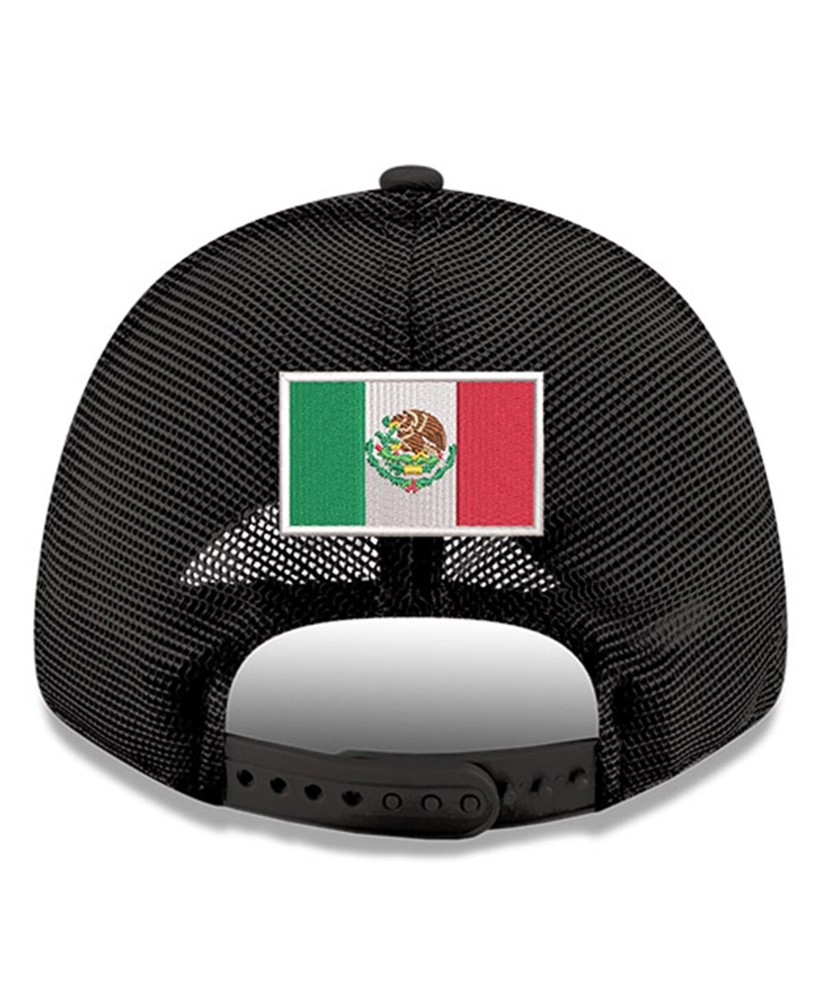 New Era Men's Black/green Nascar Mexico City Race 9forty A-frame Trucker Adjustable Hat In Multi