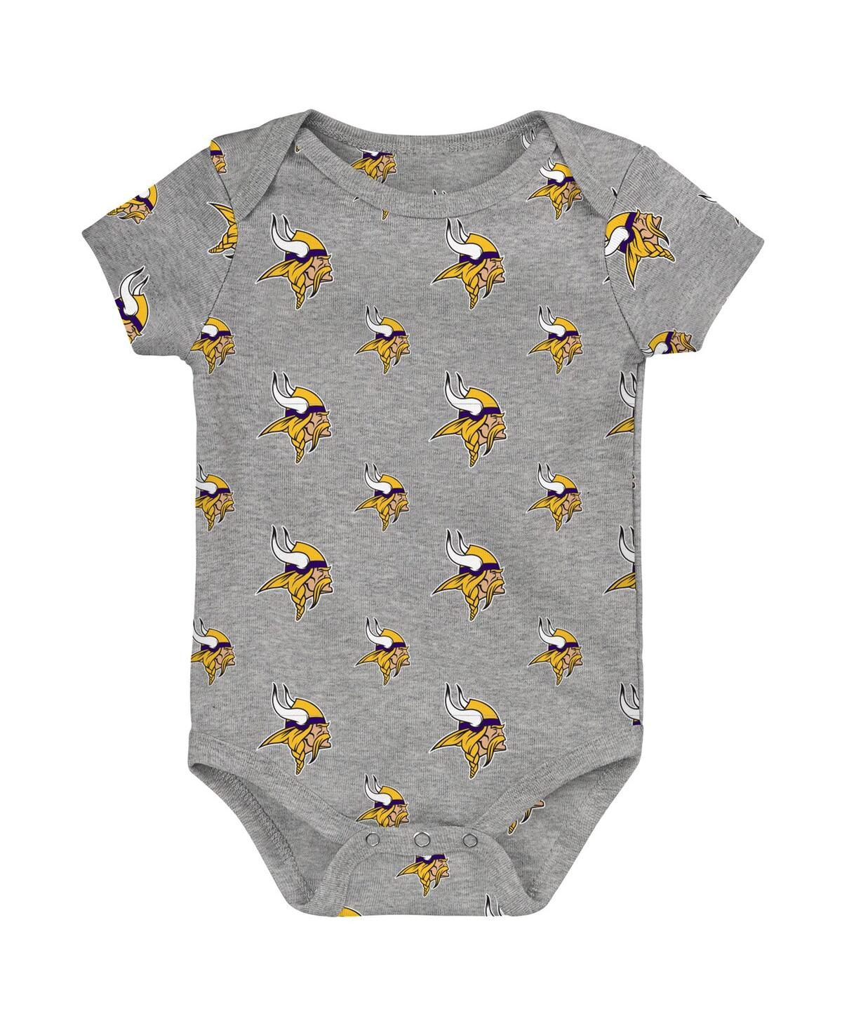 Outerstuff Newborn 3-piece Minnesota Vikings Little Tike Bodysuit Set In Multi