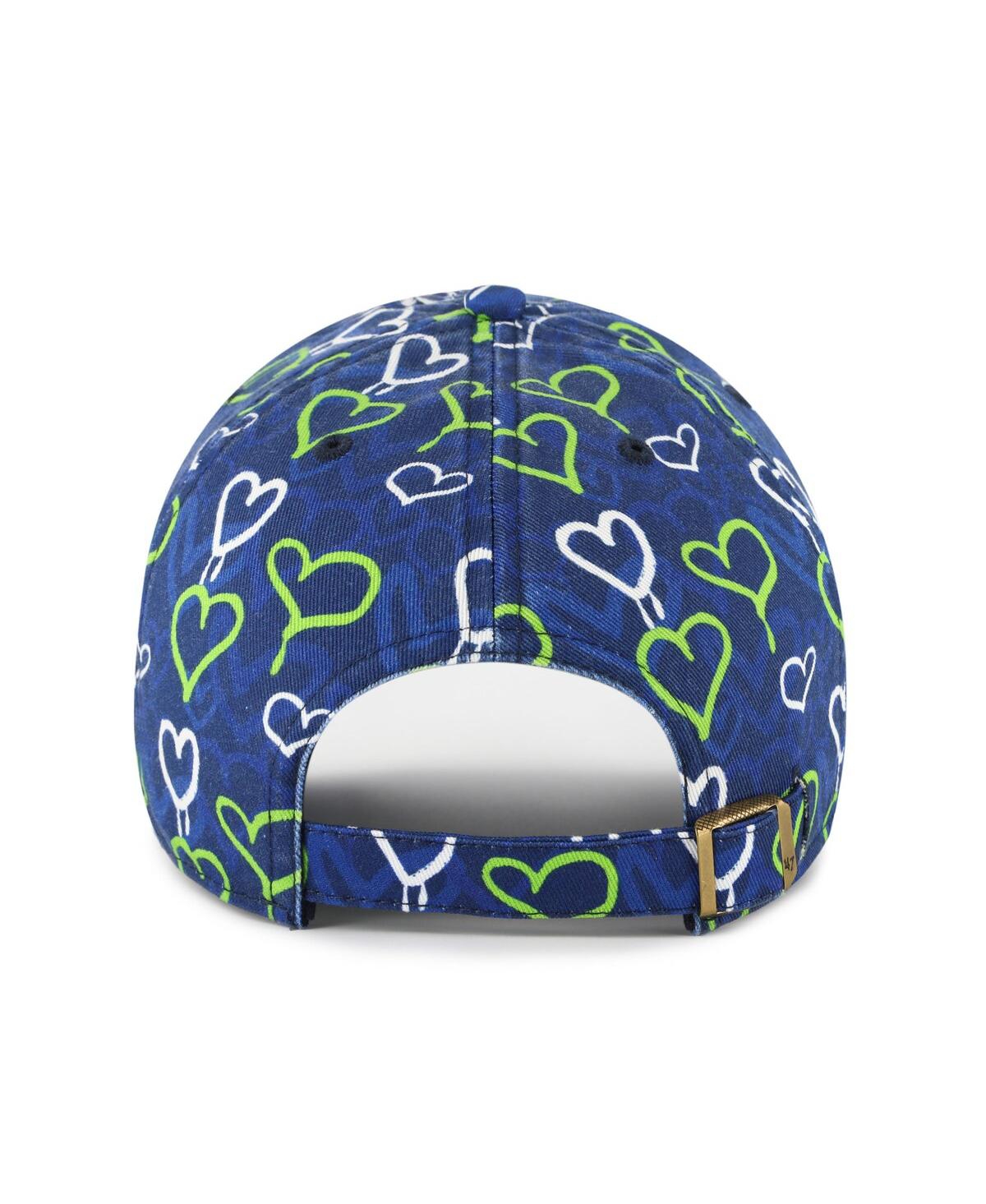 47 Brand Big Girls College Navy Seattle Seahawks Mural Clean Up Adjustable Hat In Blue