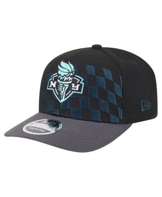 Men's and Women's&nbsp;Black New York Liberty 9SEVENTY Checkerboard Print Adjustable Hat