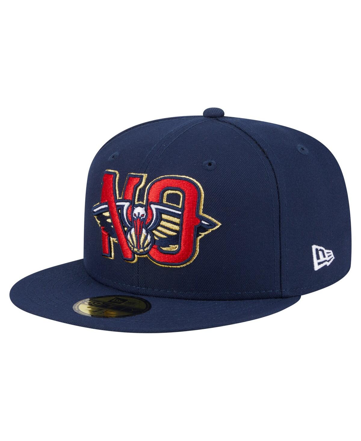 New Era Men's Navy New Orleans Pelicans Deceptor 59fifty Fitted Hat In Blue