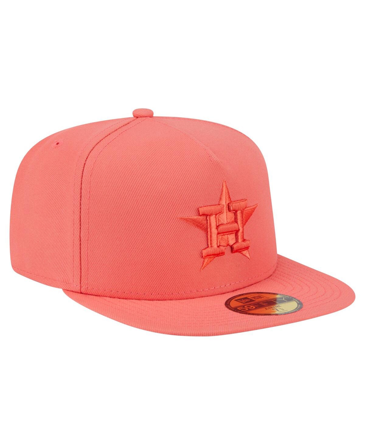 New Era Men's Coral Houston Astros Color Pack A-frame 59fifty Fitted Hat In Pink