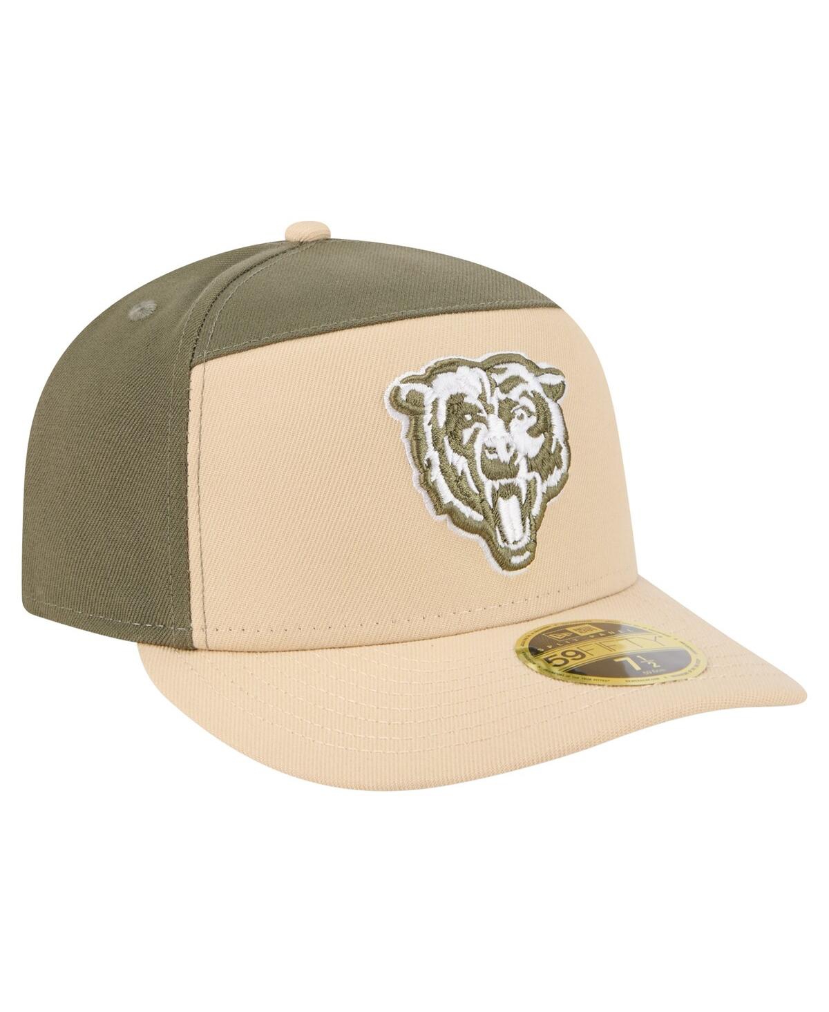 New Era Men'sâ Light Beige/olive Chicago Bears Two-tone Color Pack Split Panel 59fifty Fitted Hat In Neutral
