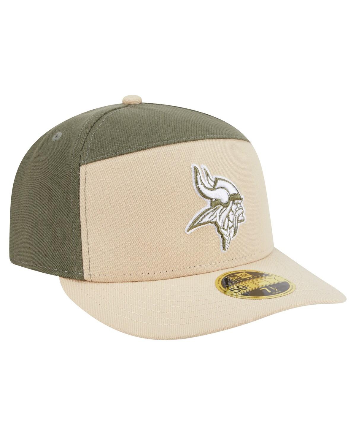 New Era Men'sâ Light Beige/olive Minnesota Vikings Two-tone Color Pack Split Panel 59fifty Fitted Hat In Green