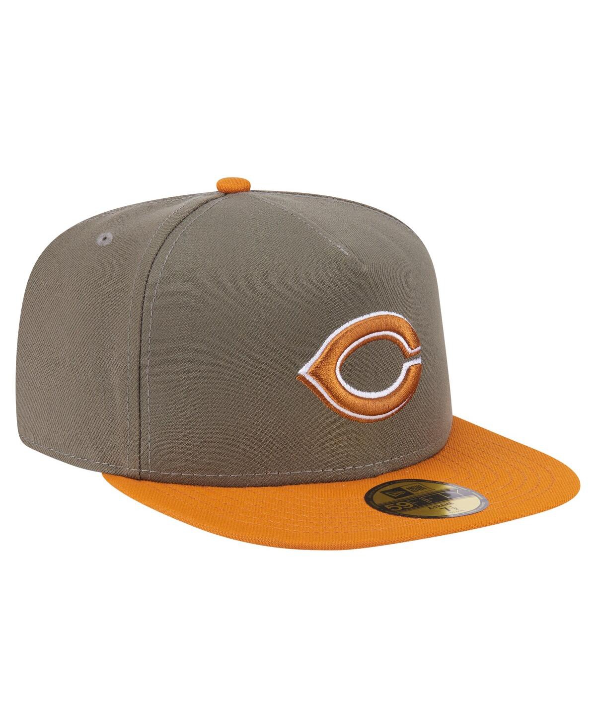 New Era Men's Olive/orange Cincinnati Reds Two-tone Color Pack A-frame 59fifty Fitted Hat In Gray