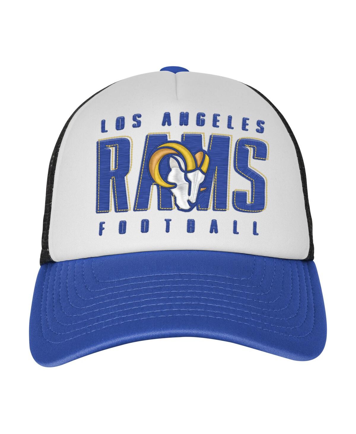 Outerstuff Big Boys And Girls White/royal Los Angeles Rams Essentials Trucker Adjustable Hat In Multi