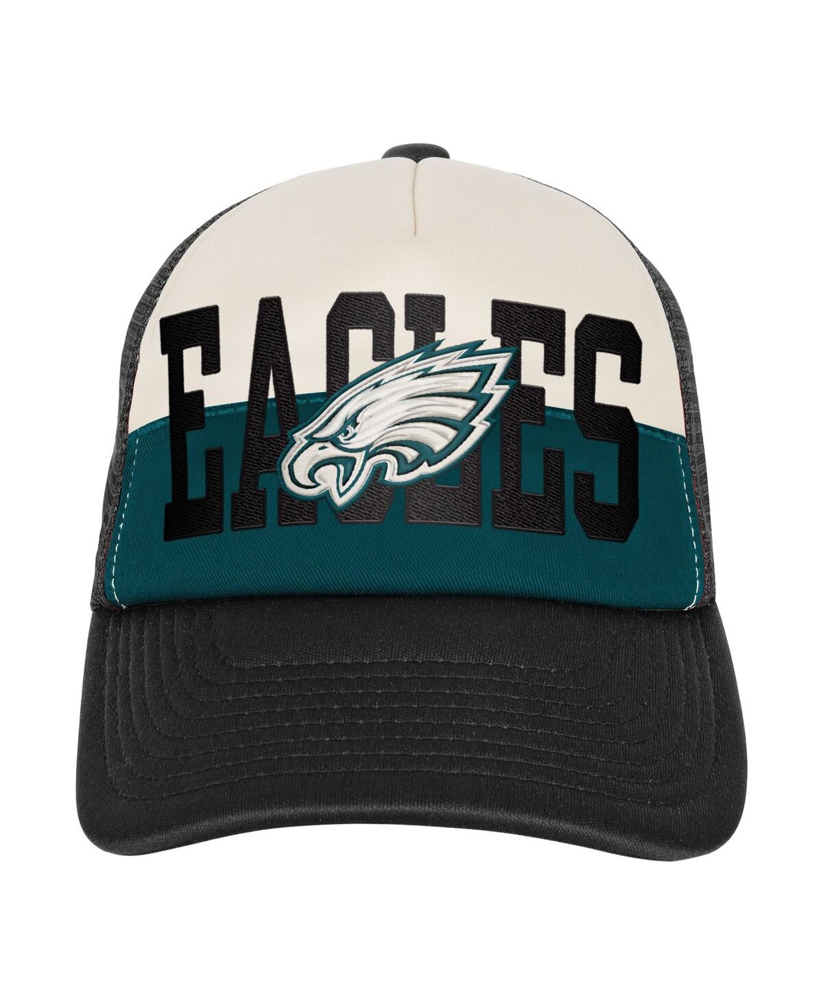 Outerstuff Men's White/black Philadelphia Eagles Modern Fan Trucker Adjustable Hat In Black