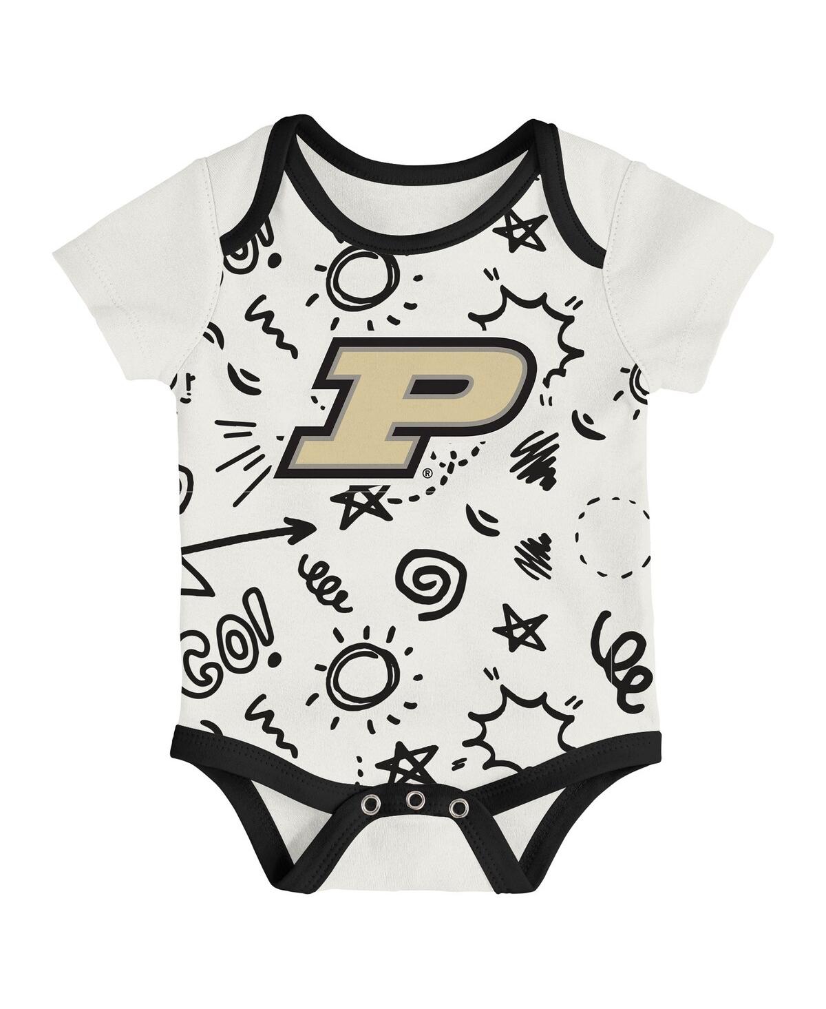 Outerstuff Baby Boys And Girls Purdue Boilermakers Three-pack All Day Play Bodysuit Set In Multi