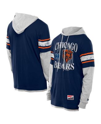 New Era - Men's Navy Chicago Bears Twofer Layered Long Sleeve Hoodie T-Shirt
