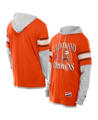 New Era - Men's Orange Cleveland Browns Twofer Layered Long Sleeve Hoodie T-Shirt