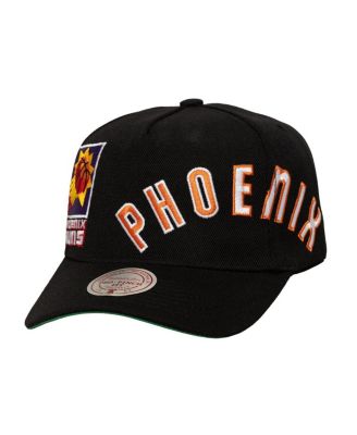 Mitchell & Ness - Men's Black Phoenix Suns Busted Logo Wordmark Wrap-Around Pro Pinch Adjustable Hat