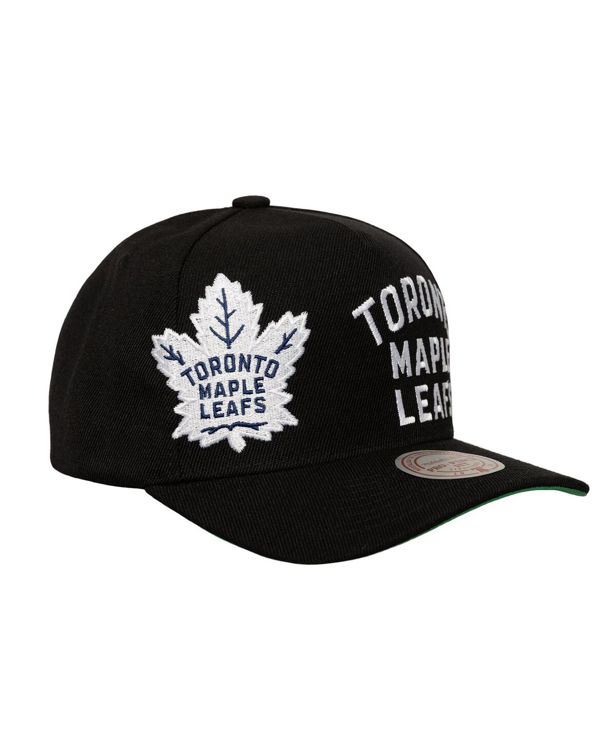 Mitchell & Ness Black Toronto Maple Leafs Busted Logo Wordmark Wrap-around Pro Pinch Adjustable Hat In Black