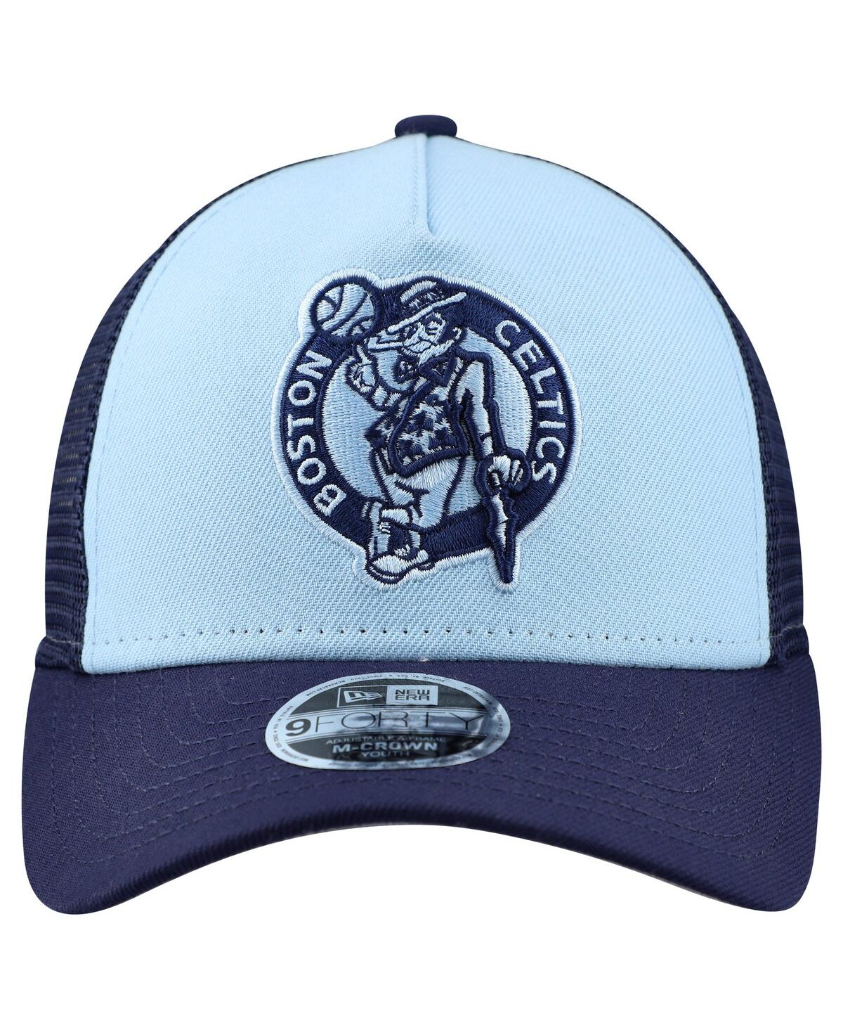 New Era Big Boys And Girls Light Blue Boston Celtics Colorpack 9forty A-frame Trucker Adjustable Hat In Blue
