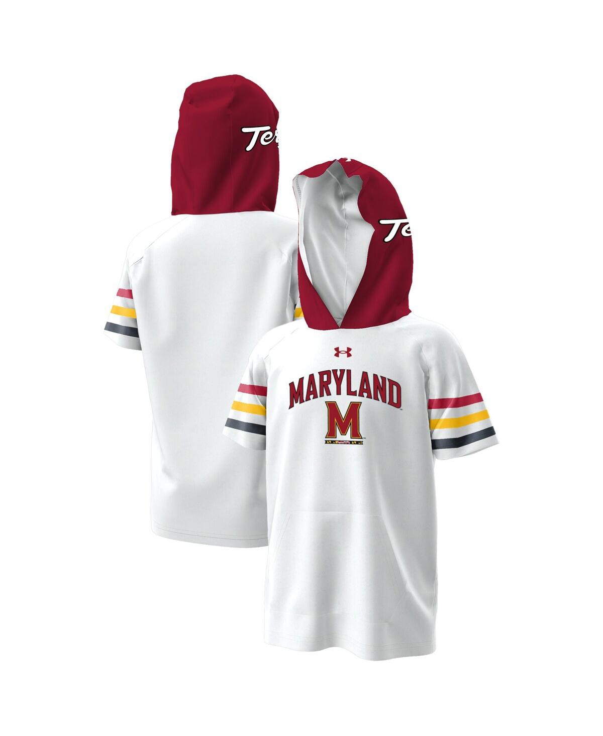 Under Armour Big Boys And Girls White Maryland Terrapins Armourfuse Jersey Raglan Hooded T-shirt In White