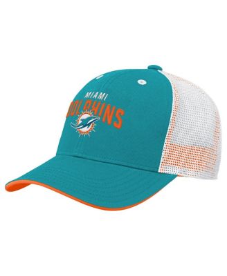 Outerstuff - Big Boys and Girls Aqua Miami Dolphins Core Lockup Trucker Adjustable Hat